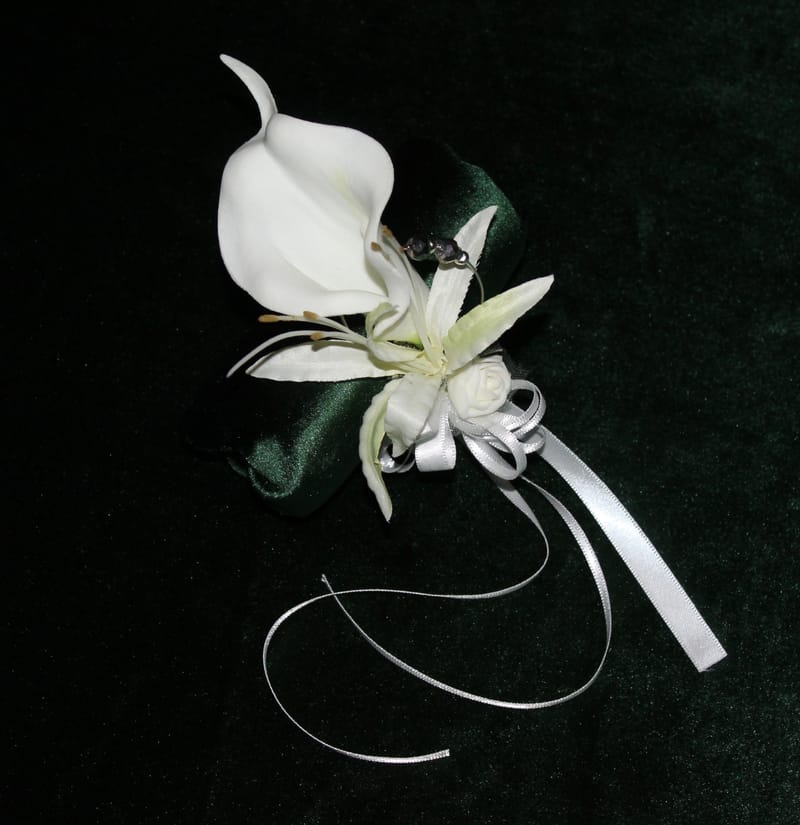 White Cala & Nerine Lily Corsage www.iloveflola.co.uk