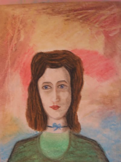 OIL PASTEL PAINTING - A WOMAN Style: portrayt, Impressionism