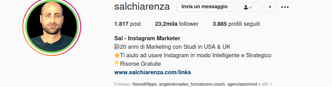 Profilo instagram di SalChiarenza