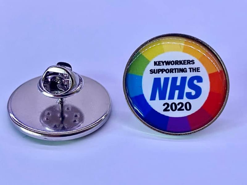 Keyworkers Supporting the NHS Pin Badge (round) - FIVE STAR LOCAL
