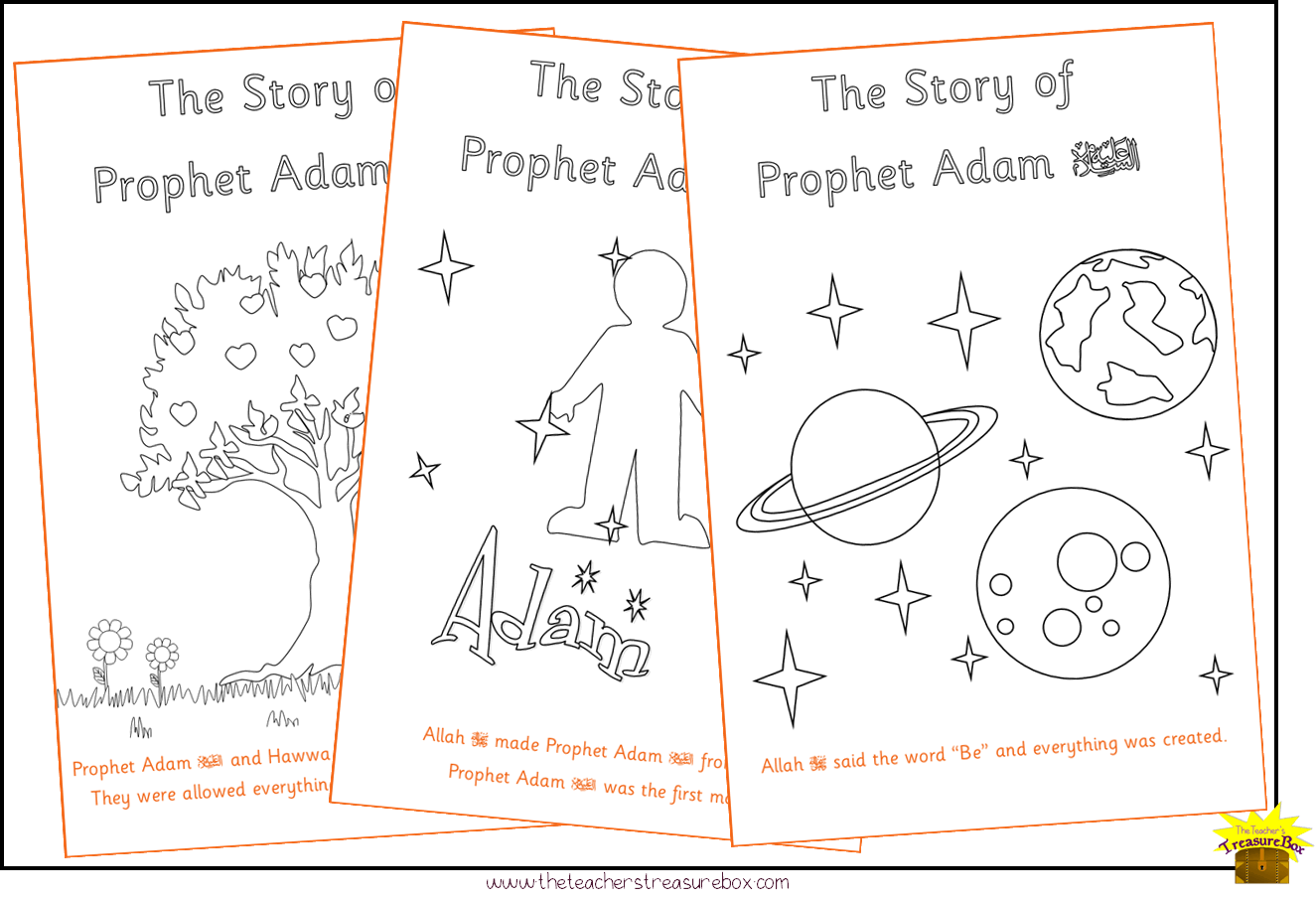 The Story of Prophet Adam Colouring Sheets