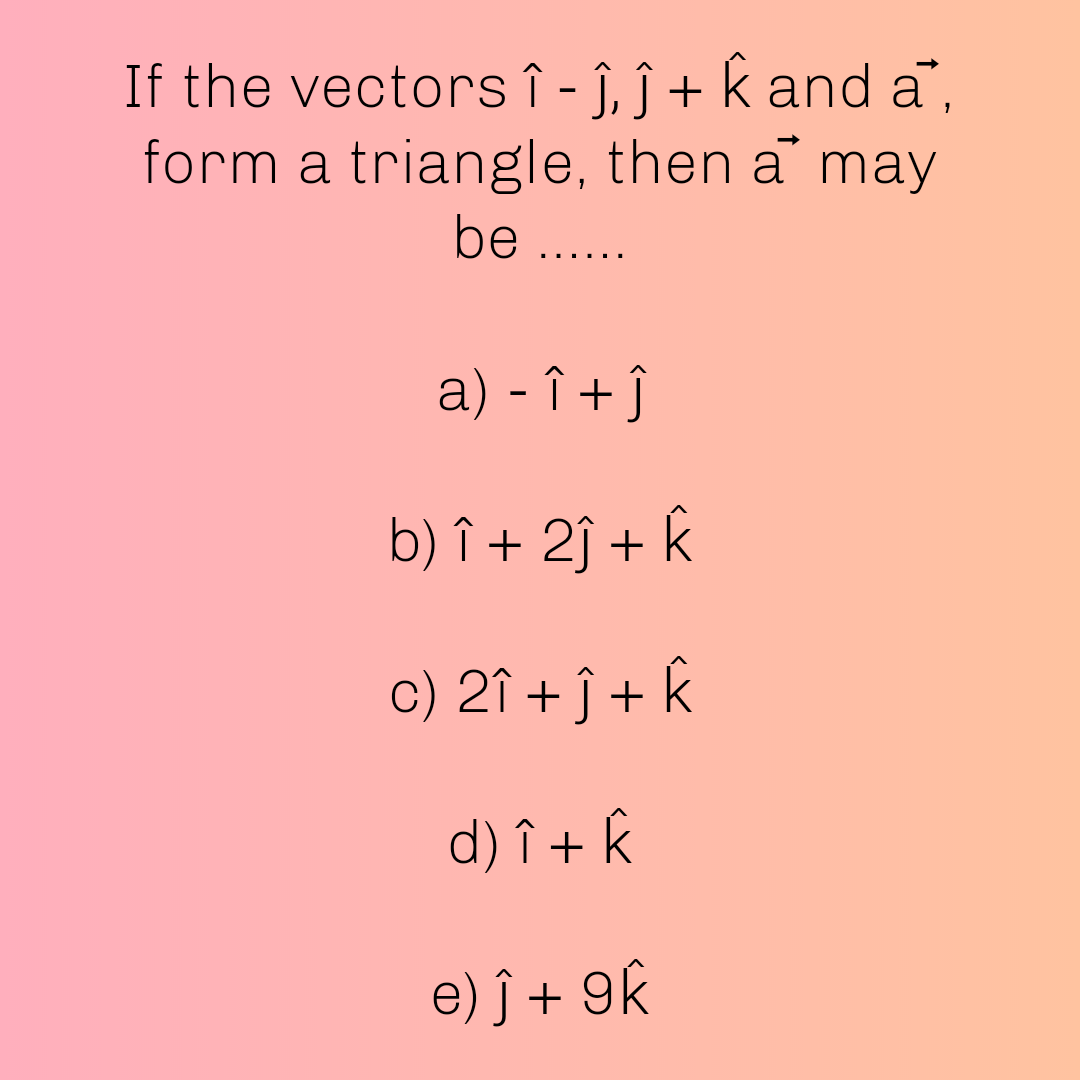 If The Vectors I ĵ ĵ K And Vector A Form A Triangle